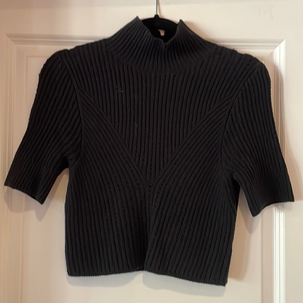 Intimately Free People Mock Neck Cropped Short Sleeve Sweater